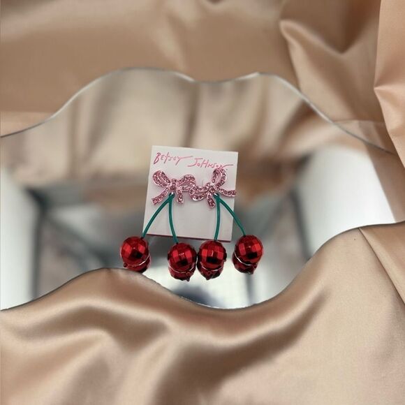 Betsey Johnson Cherry Earrings - Picture 2 of 3